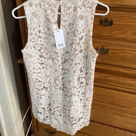 Lacy tank top,beige under blouse.  One piece. - Picture 3 of 4